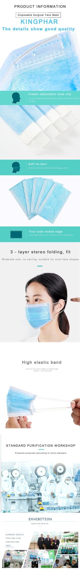 Elastic Tie-on Non-Sterile Lightweight Protective Anti-Virus Surgical Medical Dental Facial Face Mask Earloop