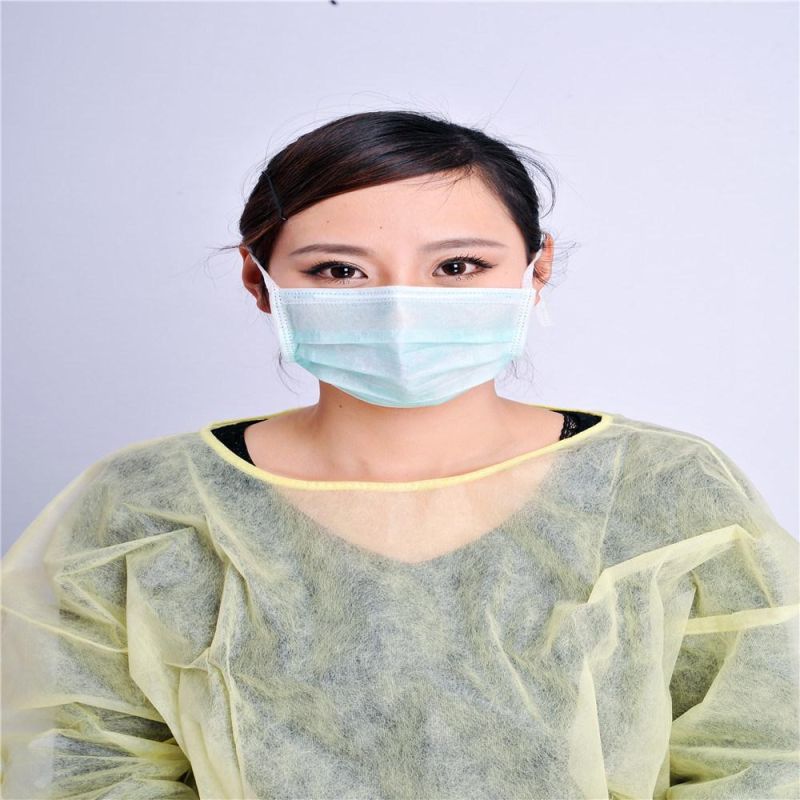 50-Pack Disposable Isolation Gown, FDA Registered, CE Certified Level 2 PP & PE 40g, Fully Closed Double Tie Back, Knitted Cuffs, Fluid Resistant, Unisex