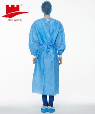Disposable High Quality Ammi Level 2 Disposable Medical Isolation Gown SMS Blue