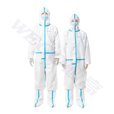 Non Woven SMS Tape Seams En 14126 Coverall Disposable Protective Suit