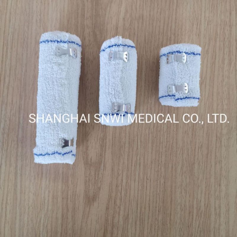 Disposable Medical Sterile Elastic Cotton Plain Crepe Spandex Bandage with Clip
