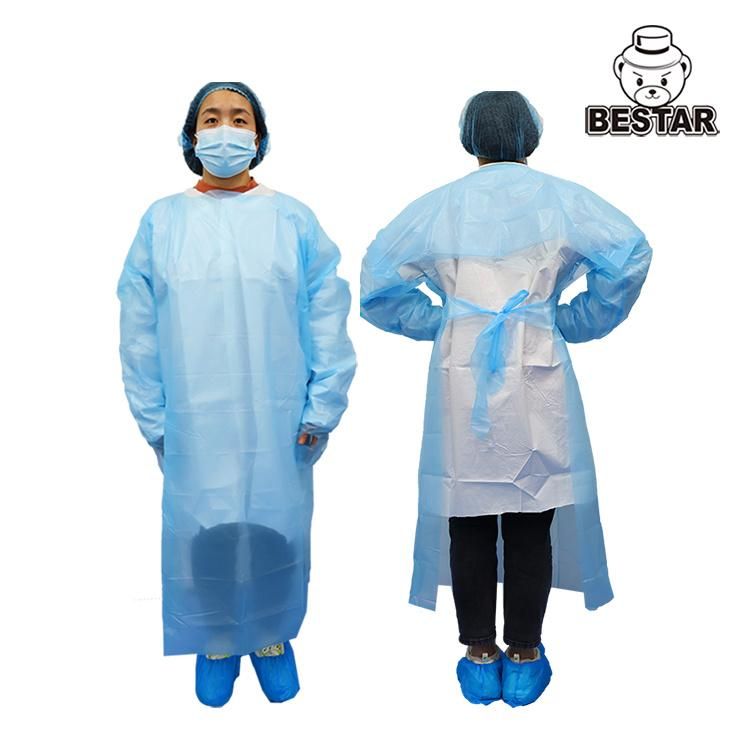 AAMI PB70 Level 1/2/3 CE Certified FDA, ISO 9001, ISO13485 CPE Gown