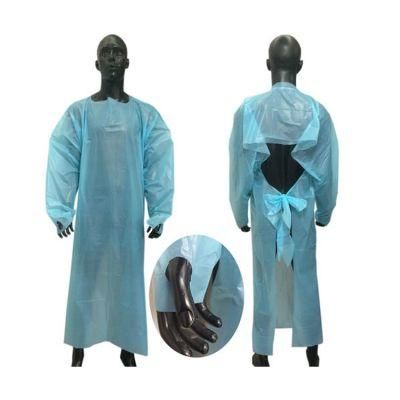 Wholesale Blue Plastic PE/CPE Gown Disposable with Sleeve