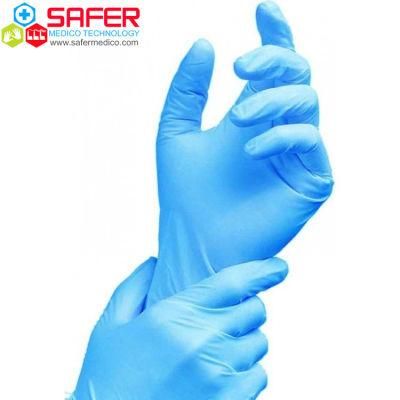 Wholesale Nedical Blue Examination Disposable Nitrile Examiantion Gloves