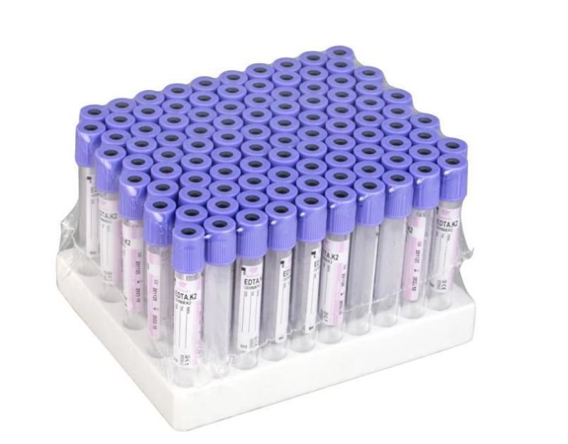 Medical Disposables Plastic Glass Purple Cap Vacuum Blood Collection Tube 5ml K2 K3 EDTA Tube