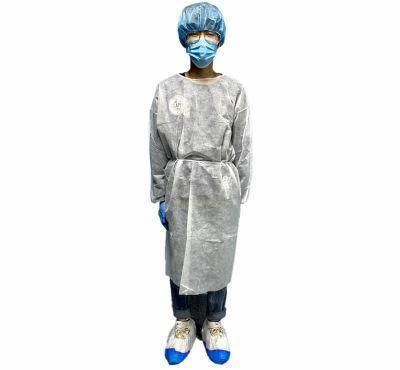 in Stock PP Disposable Medical Surgical Isolation Protective Clothing Gown