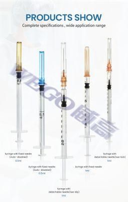 Wego Disposable Syringe Manufacturers Eo Sterile Syringe with Needle 1ml