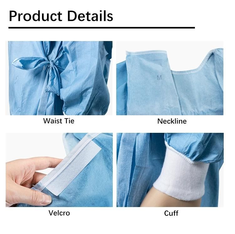 High Quality AAMI Level 3 Surgeon Gown Surgical Medical Doctor Gowns Sterile Spun Lace Surgical Gown for Hospital