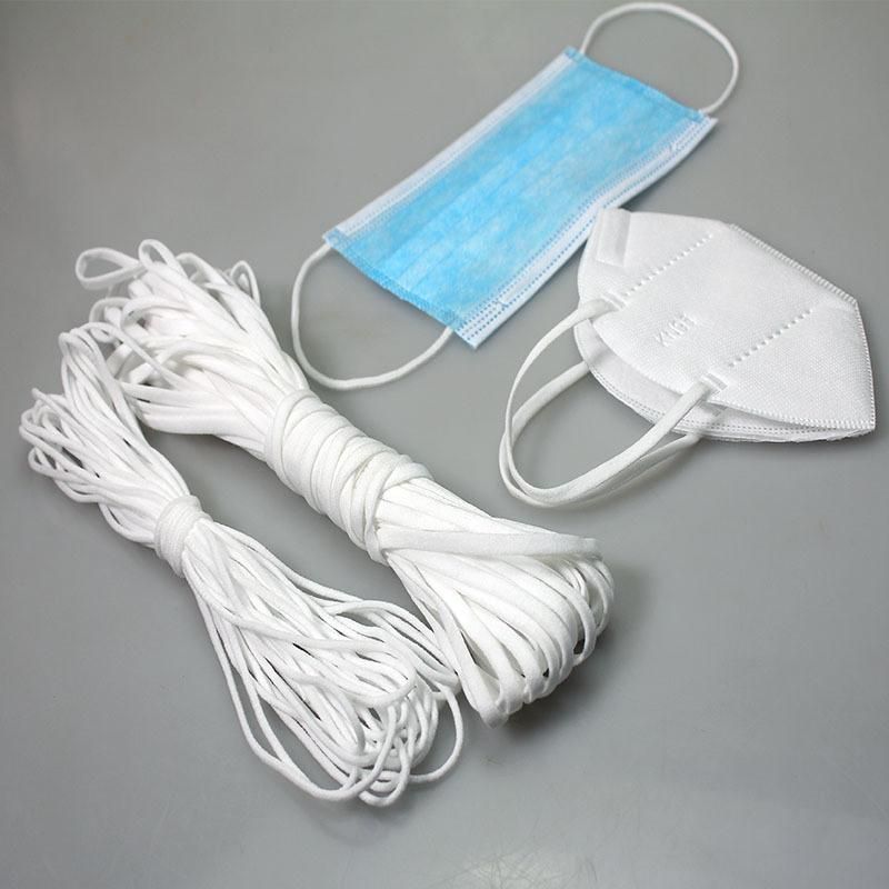 Factory Supply Round Flat Earloop White Black 2.5mm 3mm 5mm 7mm Elastic Earloop