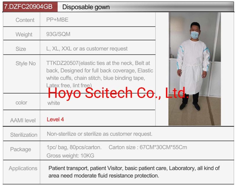 Non Woven for Disposable Surgical Gowns Medical Surgical Gown Disposable Surgical Gown