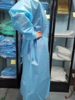 Isolation Insulation Visitor Non Woven Polypropylene Fluid Resistant Laminated Sanitary Disposable Gown with Long Sleeve