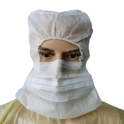 Factory SBPP Workshop Salon and SPA Room Red Pink Head Cap Isolation Protective Breathable Hygiene Disposable Cap with Mask with Elastic