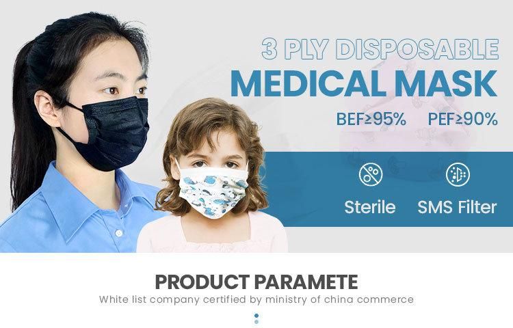 Disposable Surgical Dental Black 3ply 3 Layers Medical Face Mask Typeiir
