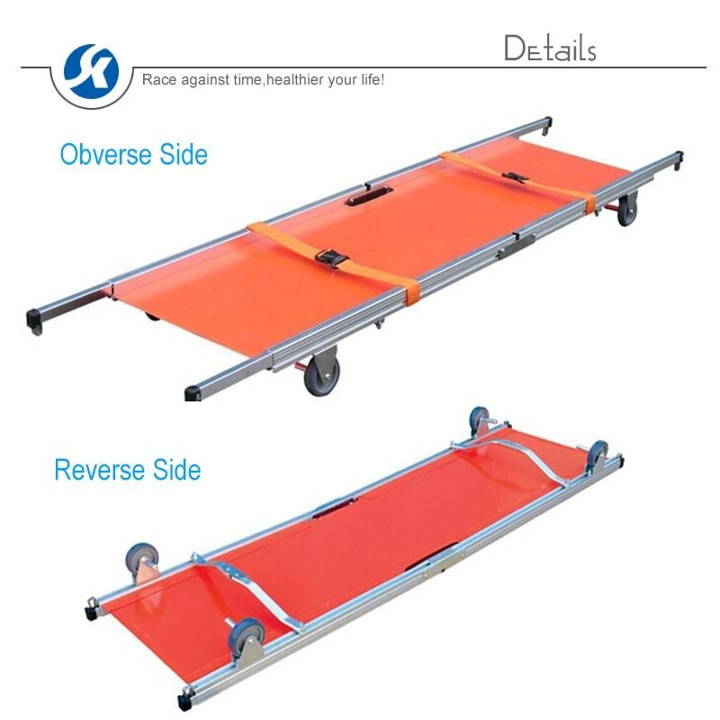 Heavy Duty Aluminum Alloy Folding Stretcher with Wheels