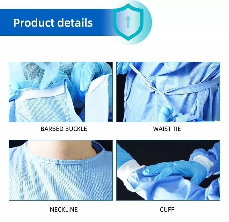 CE; ISO; MSDS; FSC En13795 Disposable Coverall Spunlace Surgical Gowns