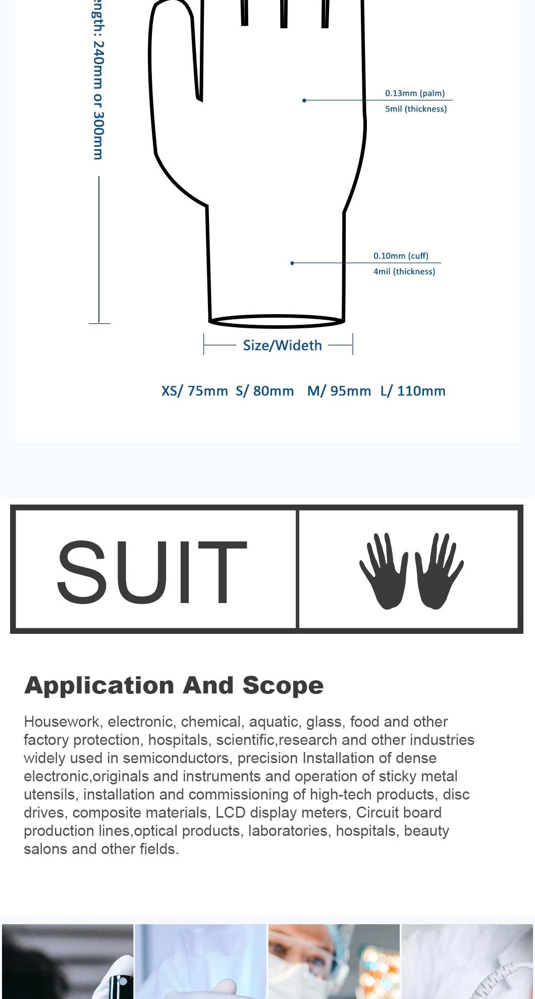 Medical Gloves Latex Examination Glove with Powder Free 240mm Length