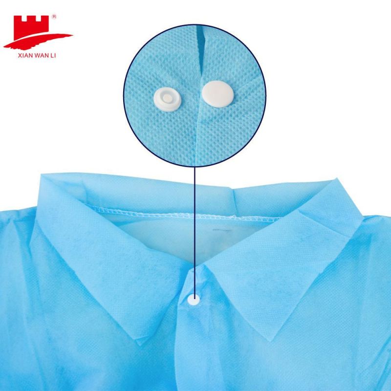 Disposable Nonwoven Visitor Gown Disposable Lab Coat Lab Gown