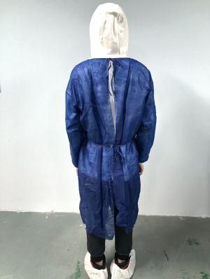 Yellow Isolation Insulation Non Woven Fluid Resistant Protective Level 2 Disposable PP Gown with Elastic Cuffs