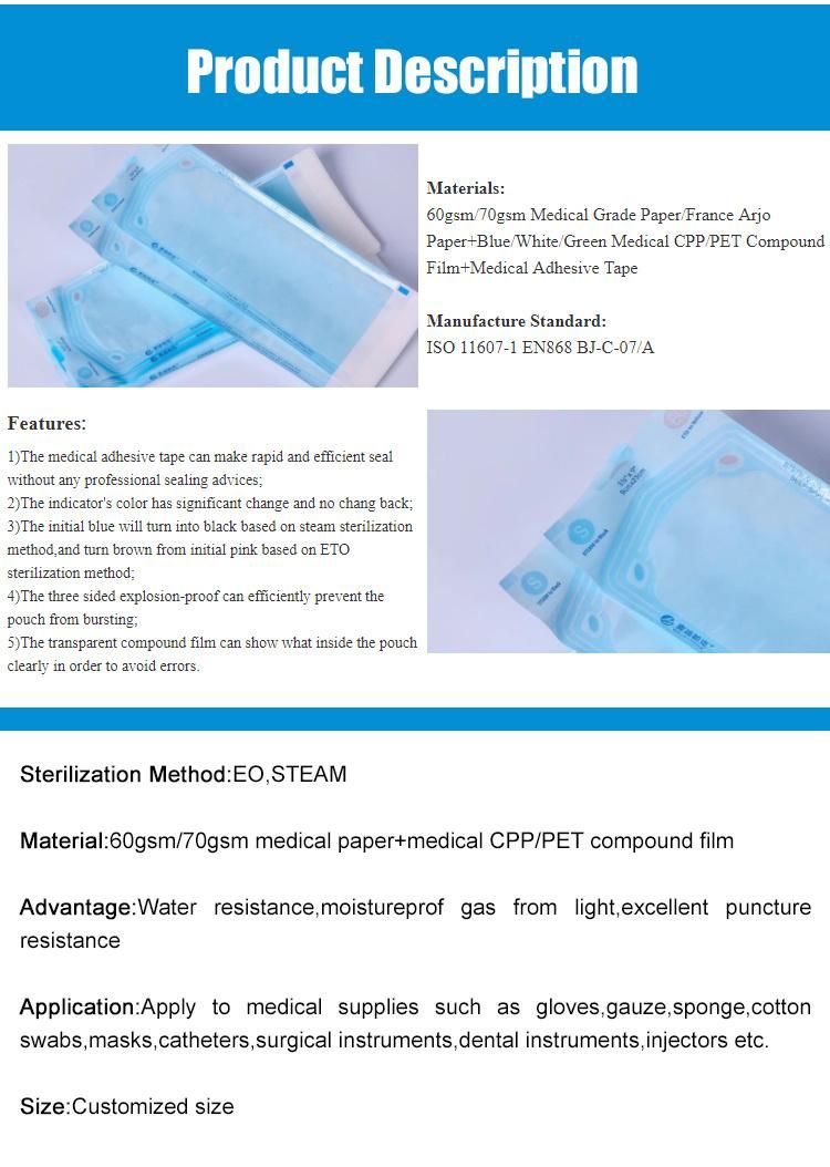 Disposable Self Sealing Sterilization Pouch