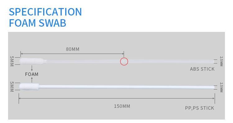 High Standard Transparent Clean Foam Test Swab with Breakpoint