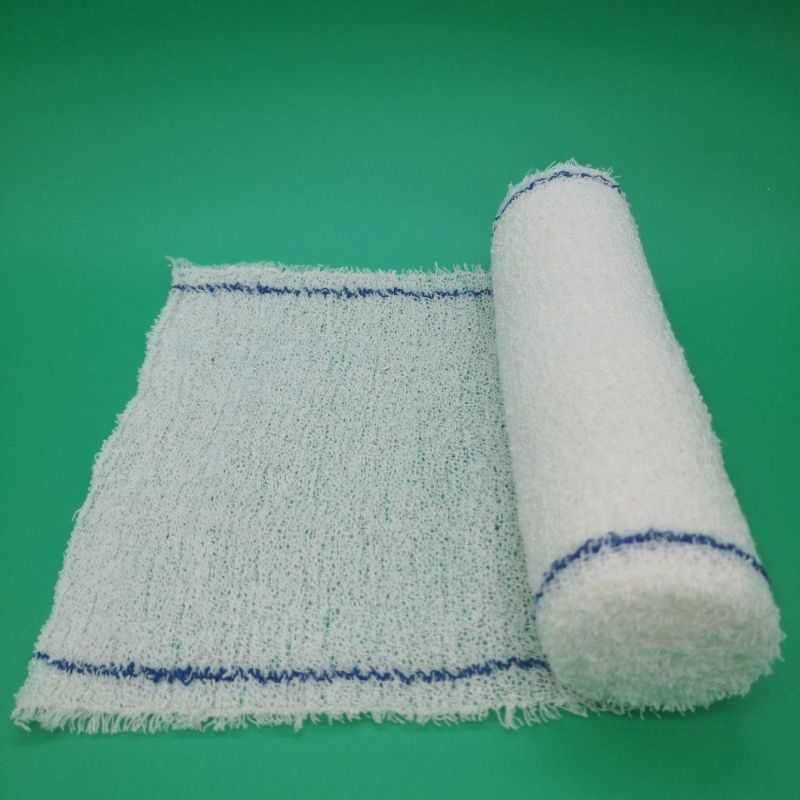Pure Cotton Elastic Crepe Bandage with Blue Yarn Latex Free