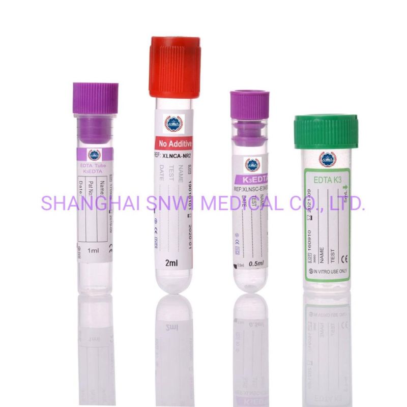 Medical Disposables Sterile Plastic Glass Purple Cap Vacuum Blood Collection Tube 5ml K2 K3 EDTA Tube