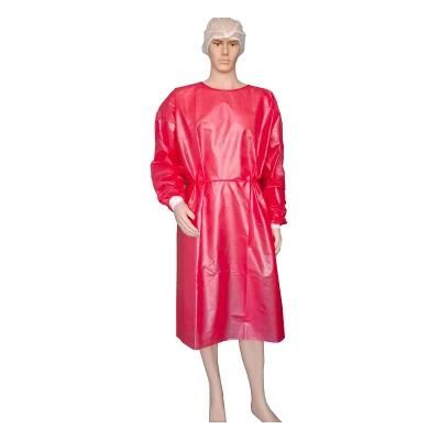 Manufacturer Wholesale Non Woven Personal Protective Red PP PE 40GSM Disposable Isolation Gowns En13795