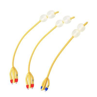 China CE ISO 4 Way Double Balloon Silicone Coated Latex Foley Catheter