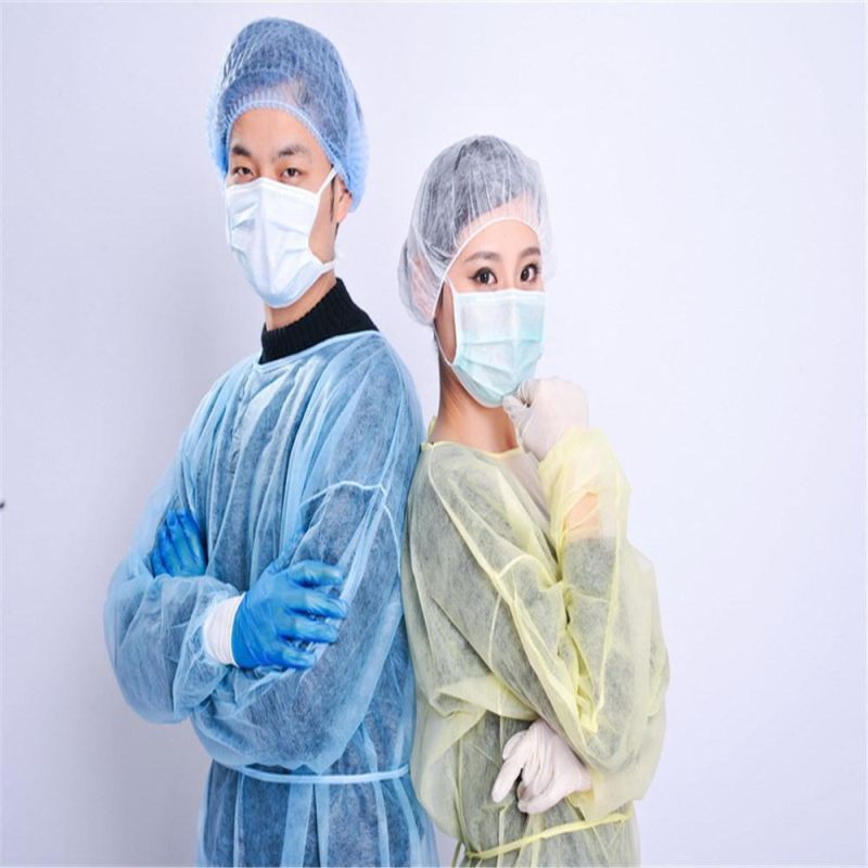 50-Pack Disposable Isolation Gown, FDA Registered, CE Certified Level 2 PP & PE 40g, Fully Closed Double Tie Back, Knitted Cuffs, Fluid Resistant, Unisex