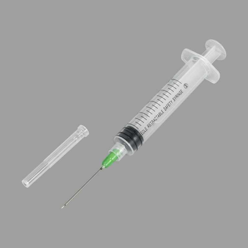 CE/FDA Approved Manual Retractable Safety Syringe 1/3/510ml for Hypodermic Injection