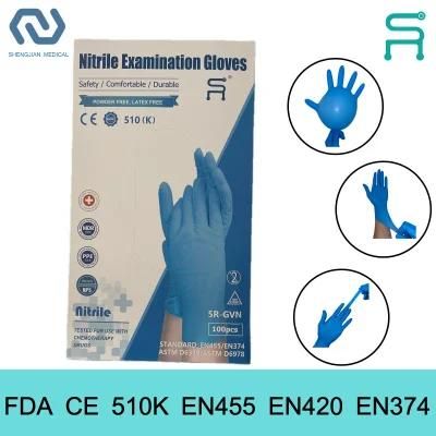 9in/12in Powder Free Disposable Nitrile Examination Gloves with Free Sample