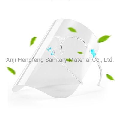 Face Shields Set with Anti Fog Shields and Glasses on Public Transport to Protect Eyes and Face