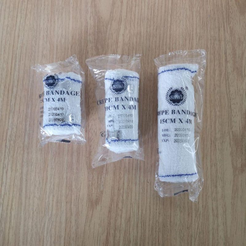 Disposable Medical Sterile Elastic Cotton Plain Crepe Spandex Bandage with Clip