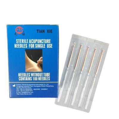 3in 100PCS/Box Tianxie Brand Disposable Sterile Copper Acupuncture Needles Without Tube