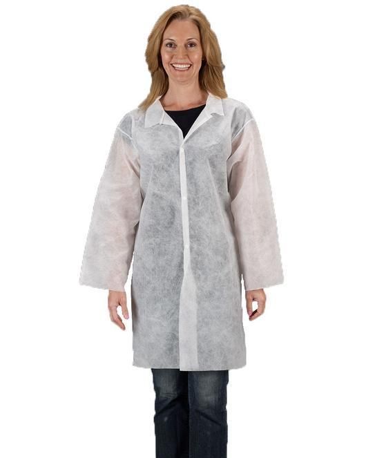 Non Woven Lab Coat Snap Button Velcro Zipper for Laboratory Single Use