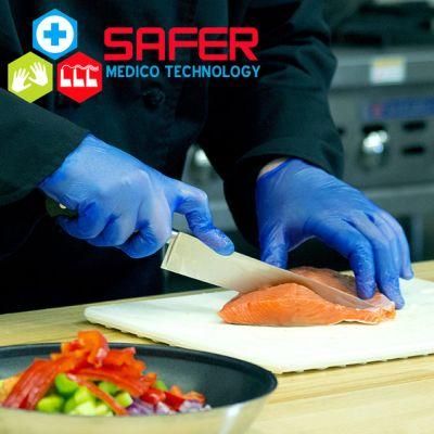 Blue Disposable Vinyl Gloves for Food and Cleaning Powder Free