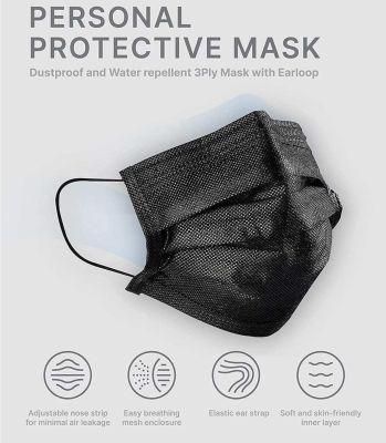 3 Ply Ear Loop Blue / Black Color Medical Mask Disposable Face Mask, Pastel Colour Face Mask