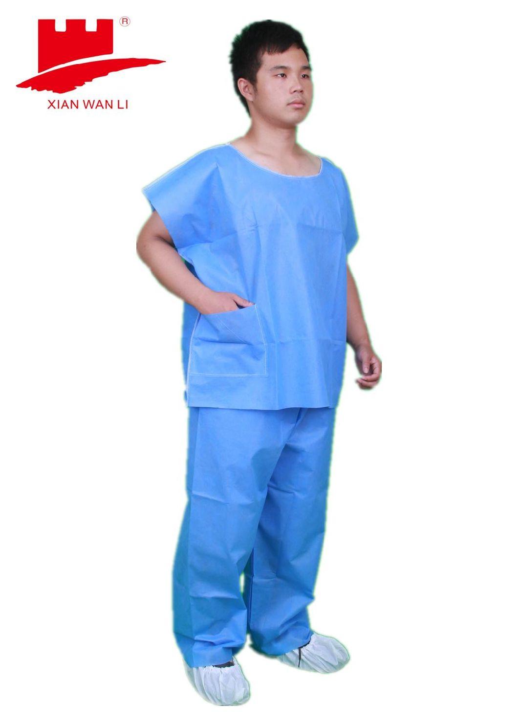 Disposable Scrub Suit with Round Neck and Short Sleeves