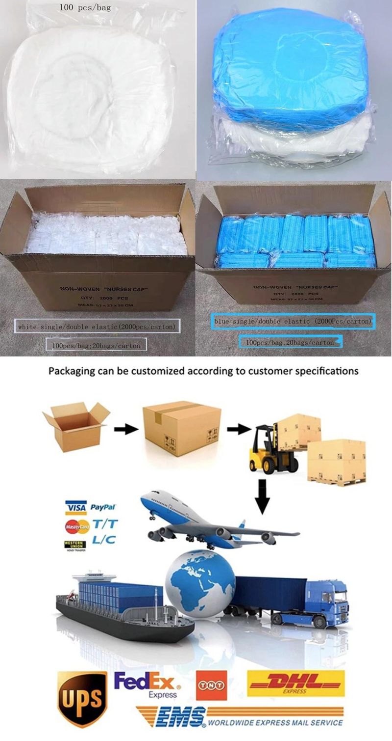 Disposable Blue PP+PE Nonwoven Bouffant Cap