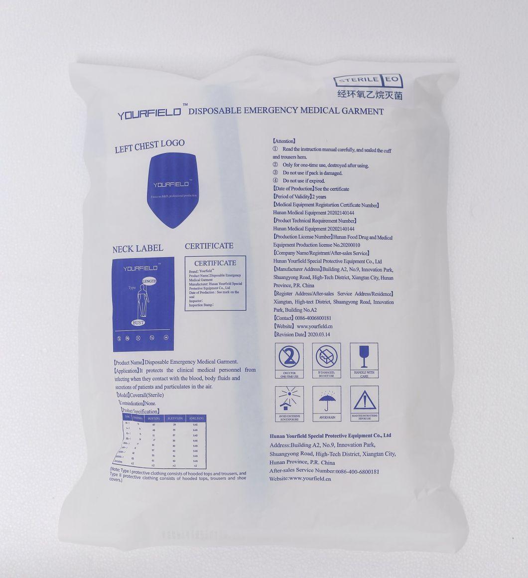 Type 1 Sterile Disposable Protective Coveralls Without Bindings