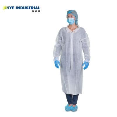 Lab Coats Disposable for Adults White Breathable Buttons Elastic Cuff