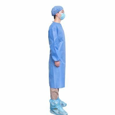Isolation Insulation Visitor Non Woven Polypropylene Fluid Resistant Laminated Sanitary Disposable Gown with Long Sleeve
