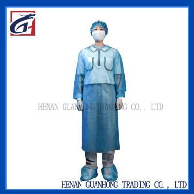 Disposable Medical Isolation Gown Low Price Blue PP Non-Woven Fabric 35g