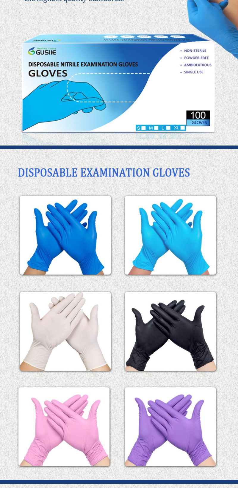 Black Nitrile Glove, Disposable Medical Examination Glove Blue Nitrile Glove, Nitrile Examination Large Gloves