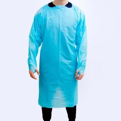 Promotional Wholesale Waterproof Blue Isolation PE/CPE Gown