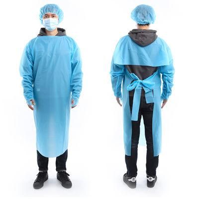 Polythene Waterproof CPE Surgical Gown Isolation with Tumb Loop Impevious