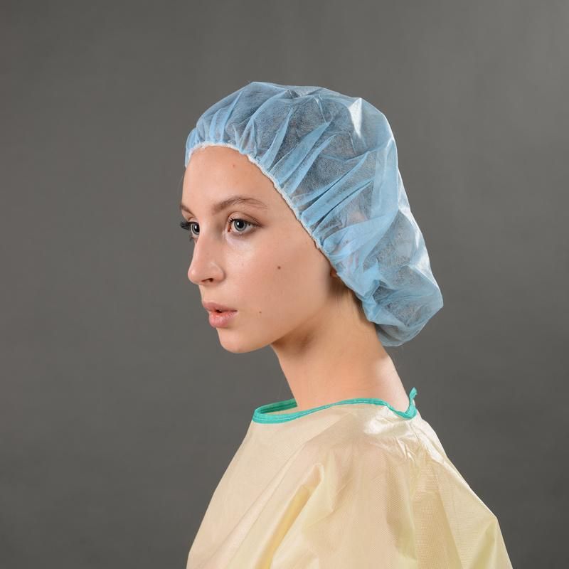 Light Blue Boufant Cap Disposable for Hospital Chemical High Quality