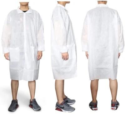 Disposable Lab Coat Adult White Easy Breathe Cool and Durable
