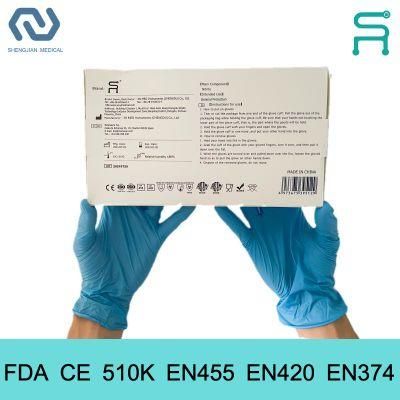 Powder Free Nitrile Gloves with 510K En455 Disposable Nitrile Examination Gloves