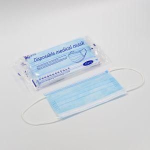 50 Pack Standard 3 Ply Ear Loop Blue / White Color Disposable Medical Face Mask with Fast Delivery